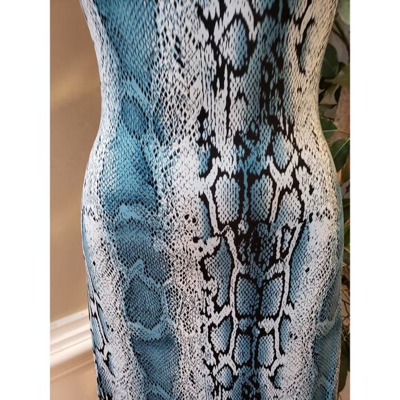 Good Time Long Maxi Dress Womens S Multi Snakeskin Print Scoop Neck Peplum Hem S - Picture 9 of 12